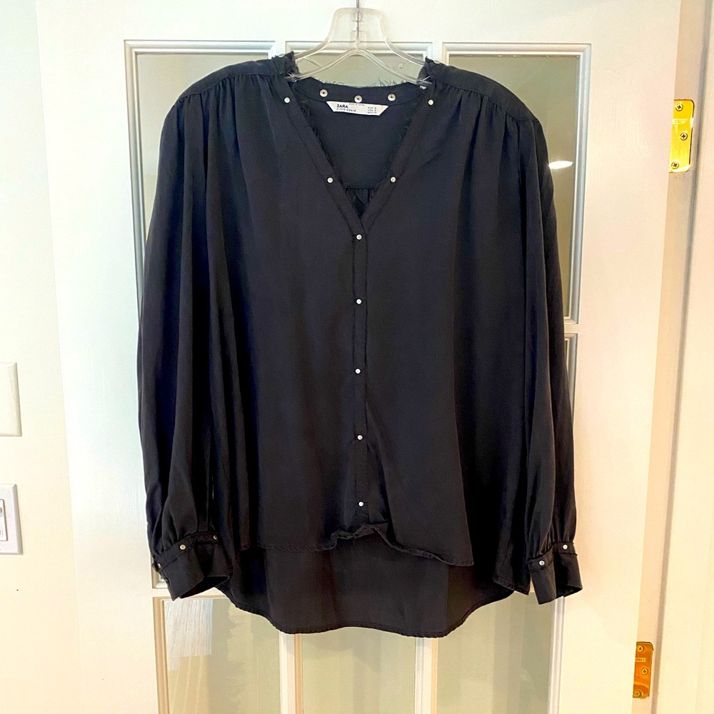 Zara Military Boxy Blouse in Gray